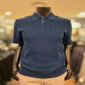 Z2WT33A 25년S/S 네이비 헤링본타공 피케티셔츠 스타일 베이직 니트 (P003565910)
