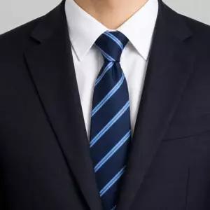 굵은 스트라이프 네이비 정장 면접 넥타이 자동 남자 지퍼 넥타이