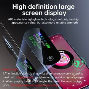 VAORLO 멀티포인트 블루투스 5.4 오디오 송신기 컬러 LED 디스플레이 3.5mm AUX HIFI 스테레오 음악 듀얼