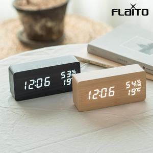 플라이토 우드 온습도 LED 탁상시계+USB아답터
