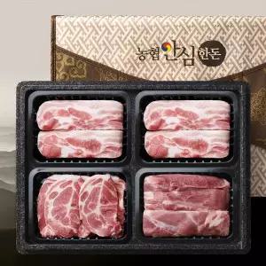 [농협안심한돈][바로출고] 프리미엄 한돈 선물세트 2kg (삼겹살/삼겹살/목살/앞다리살) 부직포가방 포함