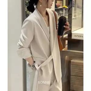 보니제이 로브 랩 스타일 정장 투피스 (S-XL) 팬츠 수트 셋업 세트 870161