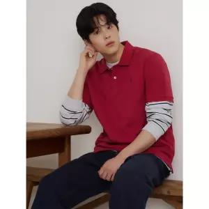 매장정품 빈폴 BEANPOLE MEN 피케 칼라넥 반소매 티셔츠 - 레드 222528