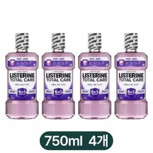 리스테린 토탈케어 마일드 가글 750ml 4개 무알콜 입냄새 구취 제거 구강 청결제