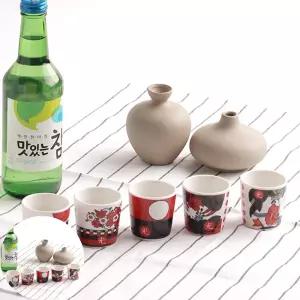 도자기소주잔 오광 소주잔 일본사케잔 도자기 술잔 세트