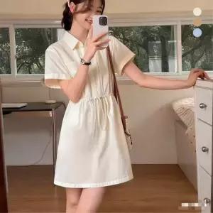 루시앙 코튼 카라반팔 스트링 셔츠 원피스 (3 Colors)