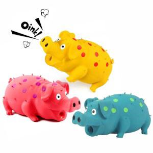 CHUBBYPIGGIES 삑삑이 돼지 강아지 장난감 라텍스 있는 세트 소형, 대형견을 - 위한 내구성 울리는 인터랙티브 고무 츄 중형, 소리가 나는