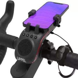 UPPEL 자전거 스피커 폰 홀더 - 산악 및 도로 위한 헤드라이트 경적 마이크 5000mAh