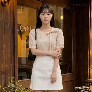 백화점 로엠 리본넥 디테일 블라우스 RMBLG26RT7