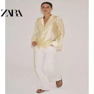 ZARA 자라 여성 ZW 시리즈 긴팔 브이넥 셔츠 4786151 300