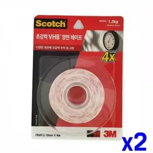 초강력 양면테이프 18mmx4m x2개 문구류 테이프용품 [BCV59556]