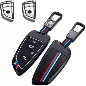HUBEIVO for BMW 키 포브 커버 케이스 메탈 쉘 자동차 스마트 보호기 체인 호환 2 5 6 7 시리즈 X1 X2 X3