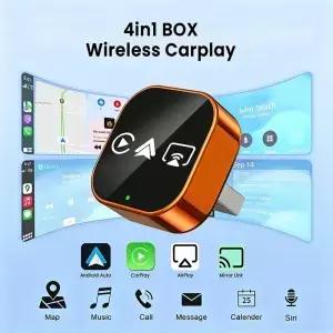 4 in 1 무선 카플레이 안드로이드 오토 동글 플러그 앤 미니 AI 박스 블루투스 어댑터 볼보 벤츠 MG 기아