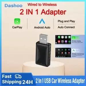 2025 신형 2in1 유무선 CarPlay 미니 박스 안드로이드 오토 어댑터 스마트 블루투스 WiFi 연결 플러그 앤