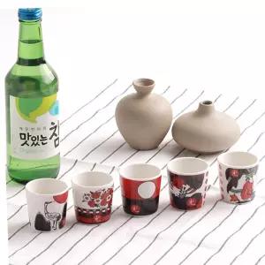 커플소주잔 오광 소주잔 일본사케잔 도자기 술잔 세트