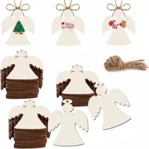 구멍이 있는 50PCS 미완성 나무 키트 DIY 공예용 조각 빈 컷아웃 태그 장식용 간판 선물 크리스마스 실내
