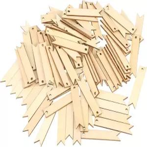 Haosie 100PCS 나무 태그 구멍이 있는 이름 선물 자연 색상 DIY 행잉 페인팅을 위한 미완성 목판 공예 벽