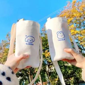 커피홀더 미니에코백 휴대용 캔버스텀블러가방 컵홀더 WFP9QHN
