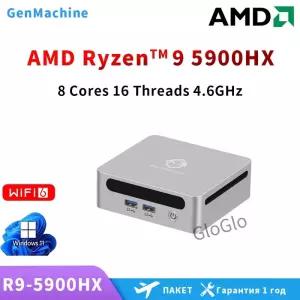젠머신 미니 PC 데스크탑 컴퓨터 게이밍 AMD 라이젠9 5900HX 윈도우 11 프로 듀얼 HD LAN WIFI6 BT52