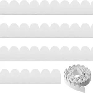 Maasechs 유연한 스캘럽 몰딩 트림 필 앤 스틱 10피트 DIY 장식용 벽 셀프 접착 거울 프레임 욕실 테두리