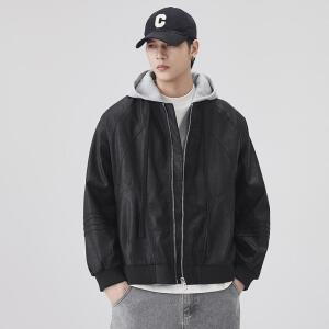 모두팜 남성 [펑셔] F/W 후드 인조 투피스 가죽 코트 시즌감 PU가죽 자켓 라이더 바람막이 MOC