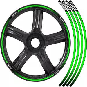 가와사키 ZX-6R 636 GFMNOY 17인치 반사 휠 림 스티커 그린 방수 데칼 내구성 및 우수한 기능 쉽게 적용