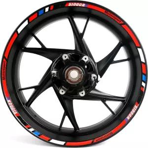 아라시 17인치 휠 림 스트립 테이프 스티커 데칼 BMW S1000RR 모터사이클 액세서리 방수 반사 빨간색