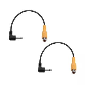 PNGKNYOCN 1/8인치 TS to RCA 쇼트 케이블 2 팩 직각 3.5mm 모노 남성 플러그 여성 잭 오디오 어댑터