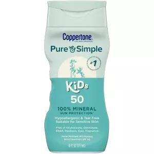 코퍼톤 퓨어 및 심플 자외선 차단 로션 SPF 50 와이드 스펙트럼 용 6 Fl Oz