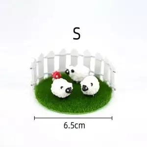 미니 양 피규어 1세트 인형의 집 농장 장식용 작은 울타리 동물 모델 DIY용