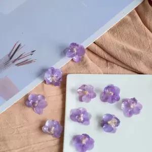 4pcs 보라색 나비 난초 실제 꽃 드립 젤 말린 DIY 신부 귀걸이 화환 팔찌 재료 웨딩 파티 장식
