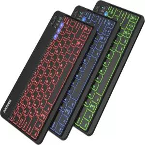 충전식 배터리 내장 iOS Android Windows 태블릿 PC 스마트폰용 Arteck HB220B 범용 백라이트 7가지 색상
