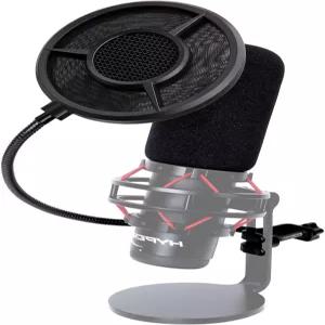 윈드서센 폼 커버가 장착된 선몬 마이크 팝 필터 HyperX 쿼드캐스트와 호환 유연한 360 구스넥 클립 안정화