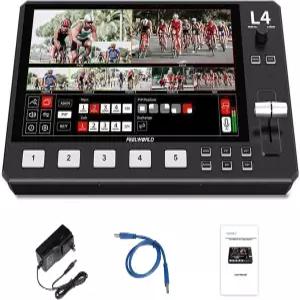 Feelworld L4 스위처 10.1인치 터치스크린 멀티 카메라 비디오 믹서 4xHDMI SDI 오디오 입출력 앱/PTZ 제어
