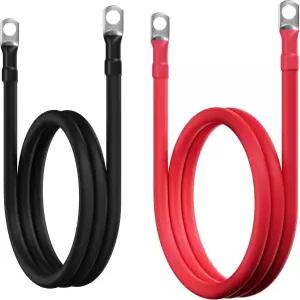 4 게이지 AWG 배터리 케이블 1.5피트 블랙+1.5피트 레드 순수 구리 파워 인버터 와이어 세트와 3/8인치