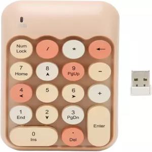 Estink 2.4Ghz 숫자 키패드 18키 미니 빈티지 컬러 키보드 및 원형 키캡 PC 데스크톱 노트북용 USB 리시버