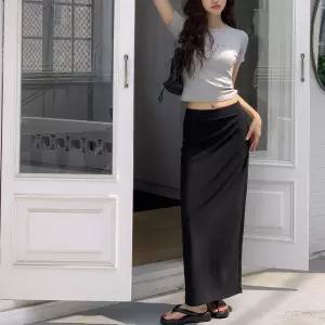 [MD/기장선택/기본&롱] 썸머 캄파놀라 데일리 차르르 H라인 뒷트임 롱스커트 스판 밴딩치마