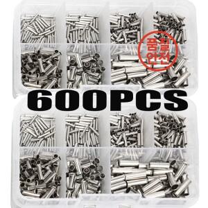 고품질 600Pcs 0.5mm2-6mm2 22-10 AWG 비절연 와이어 커넥터 페룰 전기 케이블 터미널 구리 베어 주석 도