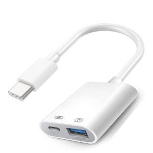 아이폰호환 15 PRO MAX 애플호환 AIR 2023 IMAC 아이패드호환 MINI PRO 애플호환 MFI 인증 OTG 지원 카메라 카드 리더 USB 플래시 드라이브 MIDI 키보드용 30W 충전 포트가 있는 USBC TO 어댑터(화이트2)