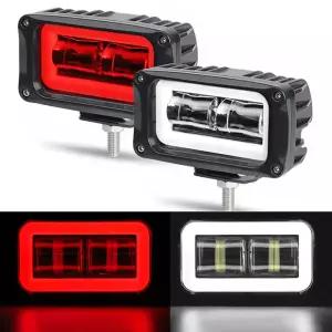 4인치 20W 8D LED 등 바 DRL 화이트 레드 헤일로 엔젤 아이즈 주행등 헤드라이트 안개등 자동차 4X4 픽업 S