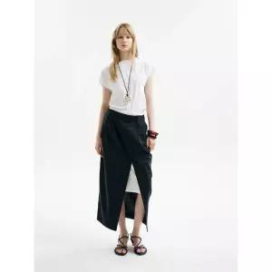 L’H.A.S LAYERED WRAP LONG SKIRT2_NAVY STRIPE 1384571