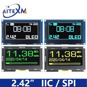 2.42 인치 인치OLED 디스플레이 모듈 128x64 LCD HD 스크린 SSD1309 Arduino UNO R3 용 7 핀 SPI/IIC I2C