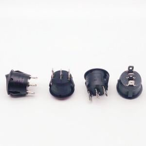 5PCS 라운드 블랙 KCD1 빨간색 3Pin SPST 3 위치 ON-OFF-ON 2 로커 보트 6A 220V 10A 125V LED 없음 20mm