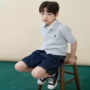 빈폴 키즈 BEANPOLEKIDS1 솔솔니트 반소매 면 플레인 T칼라 가디건 그레이 BI645AU023