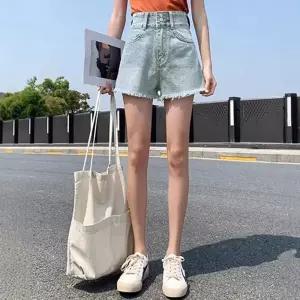 [하프클럽/]연청 핫팬츠 여성 여름바지 와이드 찢청 데님반바지 하이웨스트