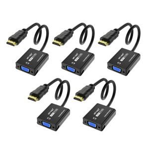 MT-VIKI HDMI에서 VGA 어댑터 골드 도금 HDMI 변환기 남성에서 여성으로 컴퓨터 데스크톱 노트북 모니터 프로젝터 HDTV 크롬북 라즈베리 파이 로쿠 엑스박스(5팩)에 호환됩니다