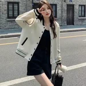 친절한탄씨 여성 봄 가을 블루종 레터링 자수 숏 바시티 자켓 야구점퍼 여성아우터 여자아우터