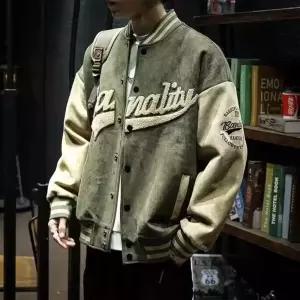 스웨이드 자켓 오버핏 바시티 항공 점퍼 야구 블루종 간절기 아우터 캠퍼스 룩 바람막이 대학