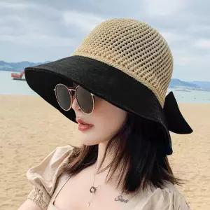 여성 리본 코튼 밀짚모자 라탄 패션 썬캡 HAT63