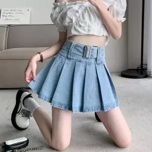 데님스커트 청치마 차밍복 하이웨스트 라인댄스복 라틴댄스복 A라인스커트